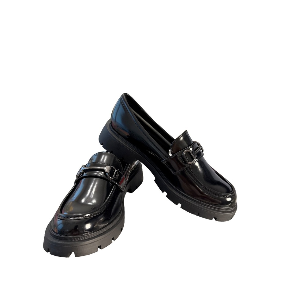Vera Collection Women's Chunky Platform Loafers with Classic Buckle Womens 7 NWB